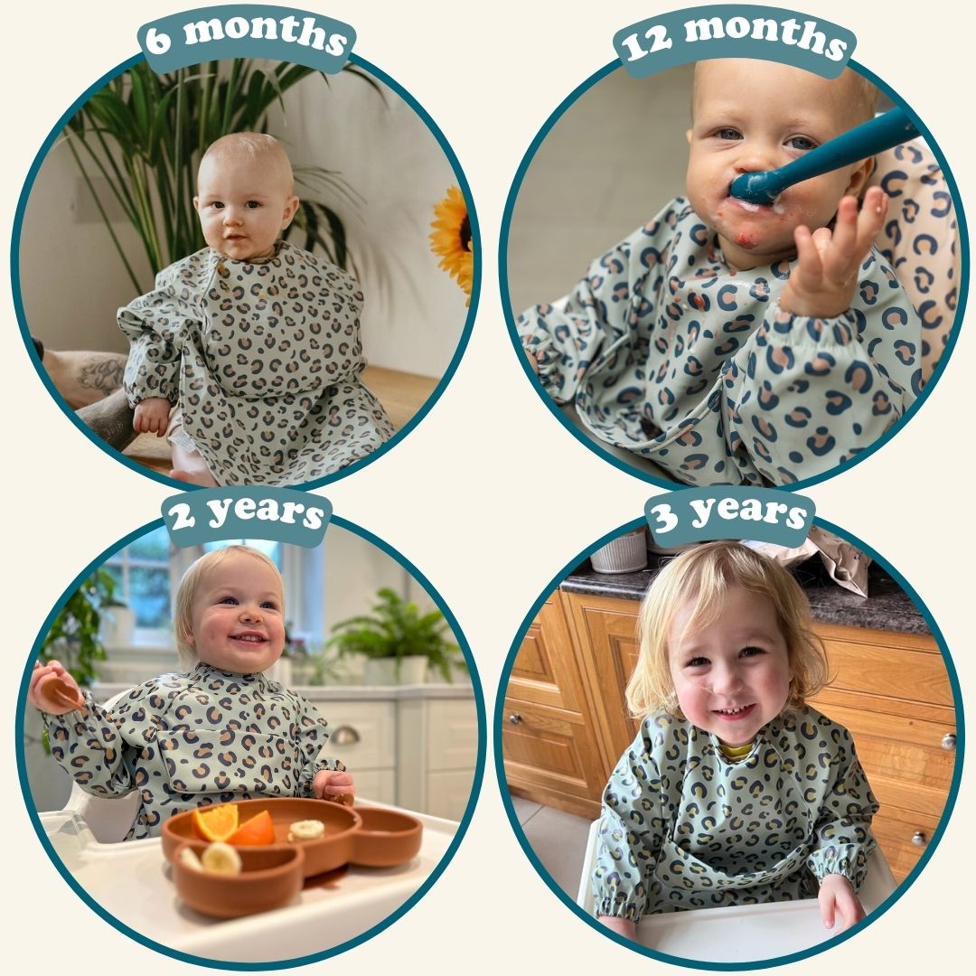 Baby weaning bibs clearance with sleeves