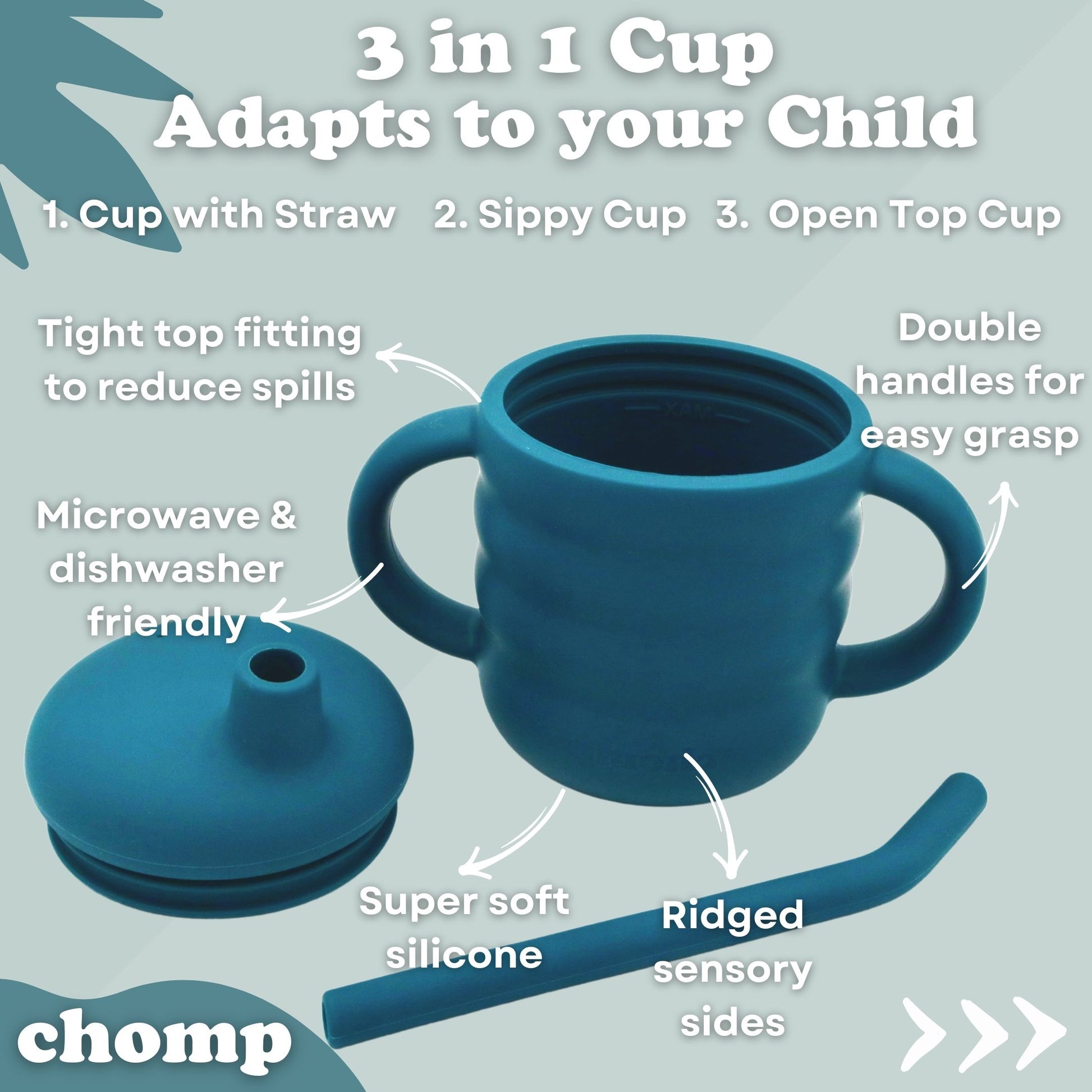 Cuddle Campus Sippy Cups 4 in 1 100% Silicone Toddler Cups